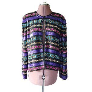 Nina PiccaLino Petites Beaded Sequin Jacket Formal Women's 14P
